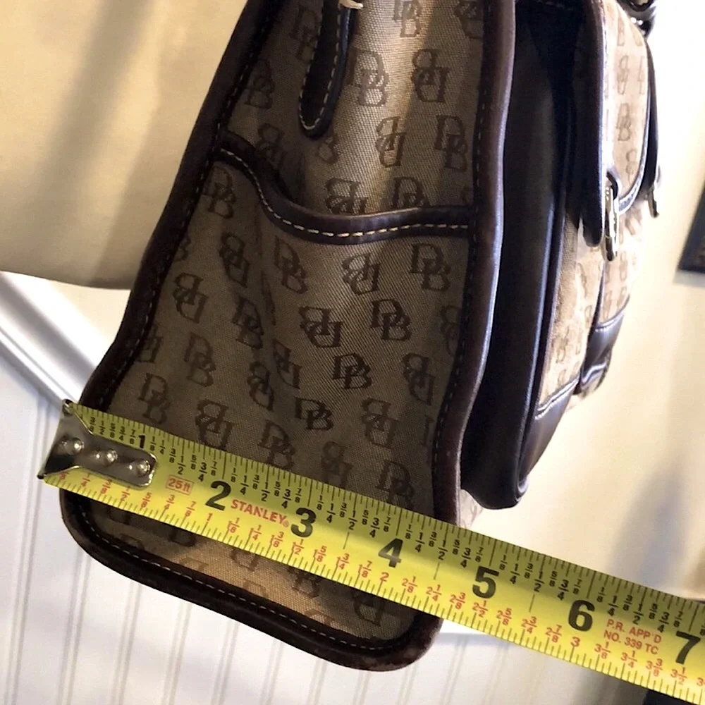 DOONEY BOURKE Signature Logo Canvas & Brown Leather Briefcase Messenger Bag